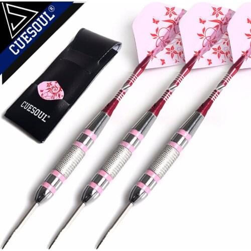 Cusoul Steel Tip Darts 22g Barrel with Pink Flights and Shafts For Wowan