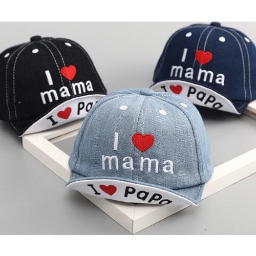 Childrens Kid Baseball Cap Girls Boy Hats Sunscreen Baby Hip Hop I Love MAMA Letter Embroidered Cute Kids Caps 1-6Y JYF