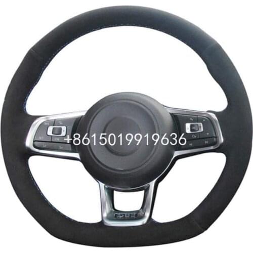 DIY Hand-Stitched Car Steering Wheel Cover for Volkswagen Golf 7 GTI Golf R MK7 Polo GTI Scirocco 2015 2016