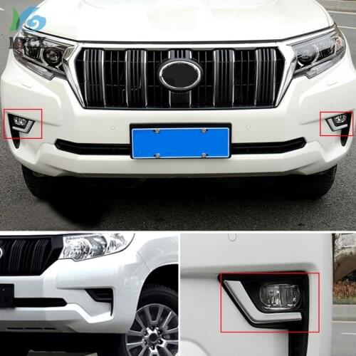 For Toyota Cruiser Prado FJ150 FJ 150 2018 Car ABS Chrome Front Fog Light Eyebrow Trims Head Foglight Lamp cover 2PCS