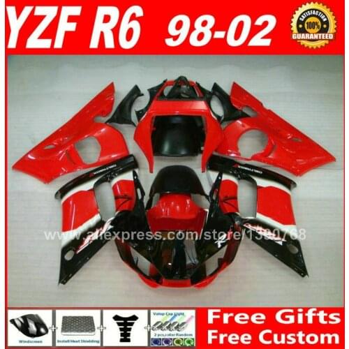 Hot selling Fairings kit for YAMAHA YZF R6 98 99 00 01 02 plastic parts fairing kits 1998 1999 2000 2001 2002 XRD1
