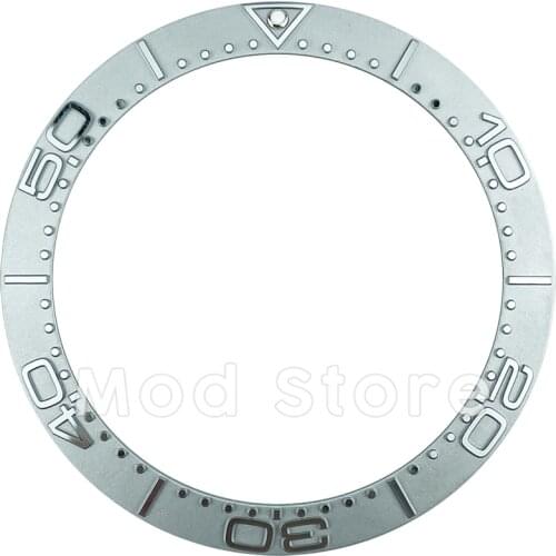 38mm Ceramic Bezel Insert Silver Color Slope For Sea Master Style Mens Watch SKX007/009 Green Lume Pip