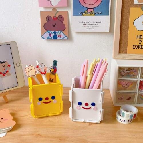 Korean Creative Handmade DIY Pen Holder Multi-functional Cute Desktop Pencil Stationery Storage Kawaii Makeup Brush Organizer