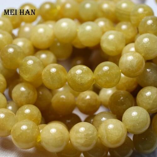 Meihan natural yellow beryl 12+-0.3mm (1 bracelet/set) cyclosilicate fashion charm gem stone loose beads for DIY bracelet