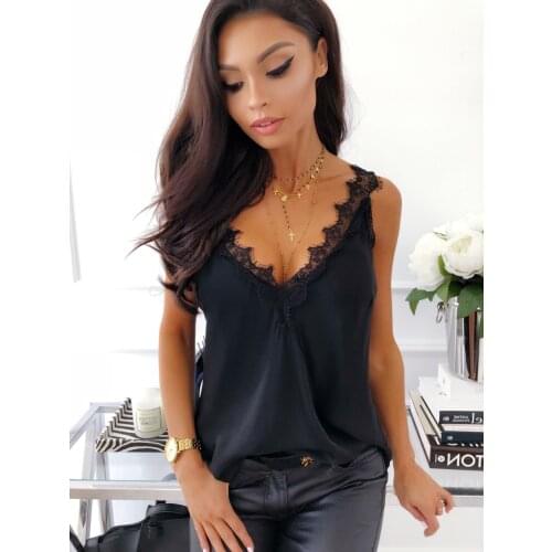 Fashion Women Summer Vest Top Sleeveless Lace Chiffon Tank Tops