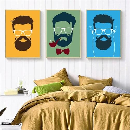 Cartoon Mens Head Canvas Art Poster Nursery Print Painting Nordic Kids Baby Room Decor