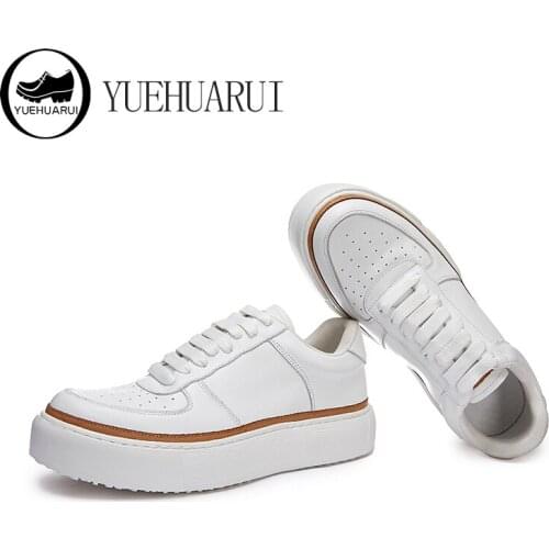 Mens shoes summer small white shoes 2021 new fashion white cowhide casual air force bugle raised platform shoes man