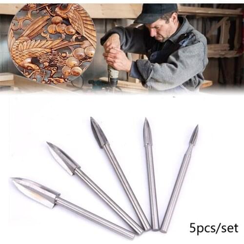 5Pcs Wood Carving And Engraving Drill Bit Milling Cutter Stainless Steel Carving Root Tools Woodworking Drilling Engraving Sets