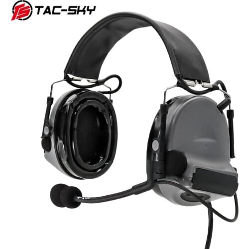 TAC-SKY tactical headphones COMTAC II silicone earmuffs hunting headset tactical noise reduction pickup shooting headphones gray