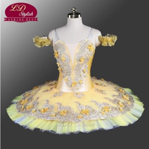 2017 New Canary Fairy Professional Ballet Tutu Adult Classica Platter Tutu Ballet Costume Ballerina Yellow Tutu ClassicalLD0057