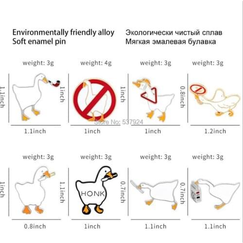 New 20Pcs 9 Styles Goose Game Alloy Brooch Lapel Pin Action Figure Toy