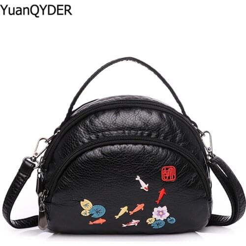 New Fashion Embroidery Designer Ladies Shoulder Bags Solid Color Mini Women Messenger Bag High Quality Leather Ladies Wallet