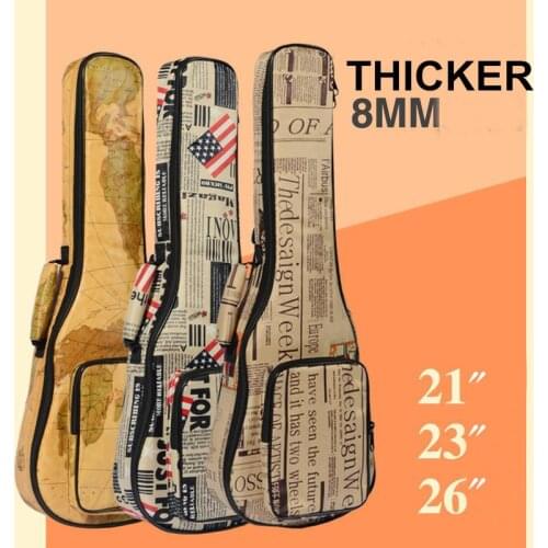 Portable 21"23"26 inch tenor concert soprano ukulele small acoustic guitar bag case package Lanikai Luna painted gig soft cover