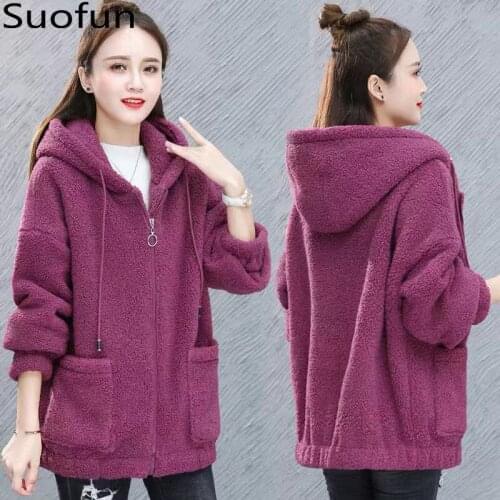 Casual Solid Cashmere Sweater Womens Plush Thickened 2021 New Autumn Winter Loose Korean Zipper Cardigan Teddy Cashmere Coats