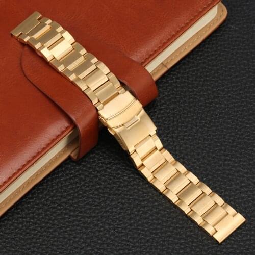 2020 New Design Men Women Stainless Steel Watchband Gold/Rose Gold/Blue Metal Wrist Strap Watch Accessories 18mm 20mm 22mm 24mm