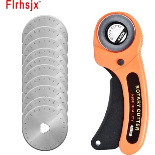 45mm Hand Rotary Cutter with 5pcs Blades Fabric Leather Cutting Tools for Patchwork Quilting Crafting Scrapbooking Sewing Tools