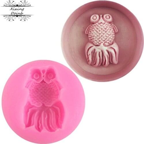 DIY Ocean series 3D goldfish shaped silica gel mold cake decoration mold chocolate fudge Kitchen Baking tool