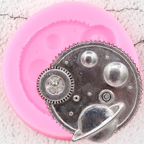 Steampunk Gear Silicone Mold Baby Birthday Cupcake Topper Fondant Cake Decorating Tools Cookie Baking Candy Chocolate Moulds
