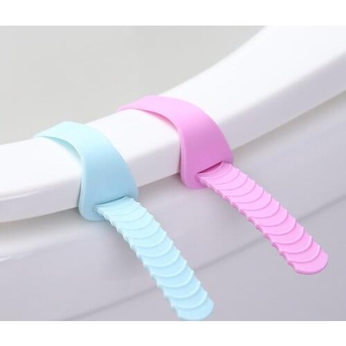 2PCS Silicone Toilet Lifter Band Adjustable Foldable Toilet Seat Cover Mention Belt Closestool Handle