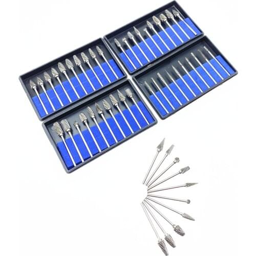 Dental Tungsten Steel Carbide Burs Lab Burrs Tooth Drill Dental Lab Materials 10pcs/set