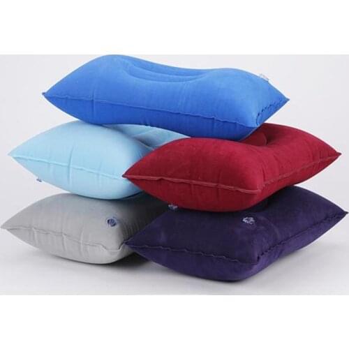 Outdoor Portable Folding Inflatable Pillow Double Sided Flocking Mini Pillow for Camping Travel Hiking Kamp Office Plane