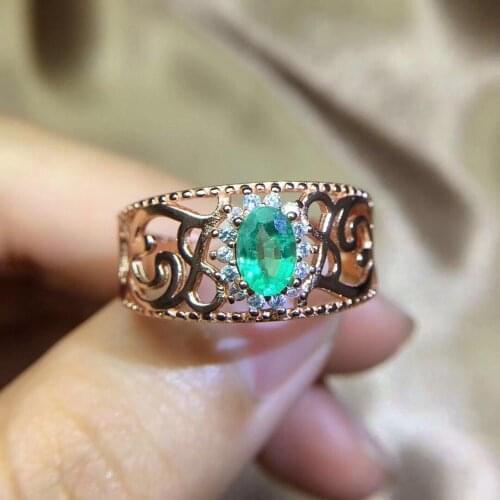 Jewelry Vintage Emerald Ring 5 Pieces Natural Emerald Silver Ring for Party 925 Silver Emerald Jewelry Girl Gift