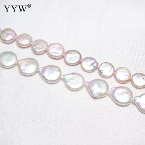 YYW High Quality Cultured Coin Freshwater Pearl Beads Flat Round natural 11-12mm Approx 0.8mm Sold Per Approx 15 Inch Strand