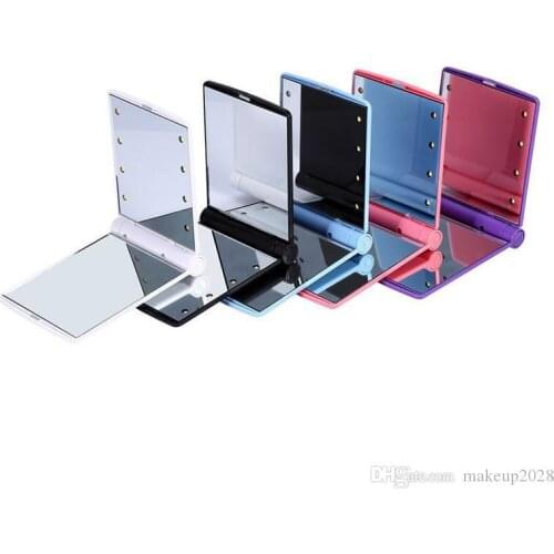 Makeup Mirror LED Light Mirror Desktop Portable Compact 8 LED lights Lighted Travel Make up Mirror Free DHL