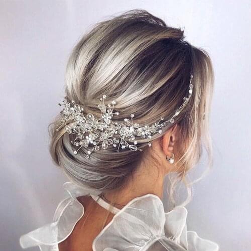 Floralbride Handmade 3 Colors Clear Crystal Rhinestones Bridal Headband Hair Comb Wedding Headpieces Women Girl Hair Jewelry