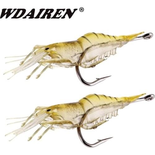 10pcs Herbivorous Shrimp Soft Lures 5cm 1.3g Jigs Squid Artificial Silicone Baits With Hooks Carp Bass Pesca Fishing Tackle