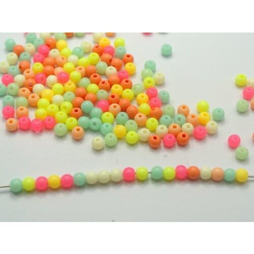 1000 Mixed Pastel Color Acrylic Round Beads 4mm Smooth Ball Spacer