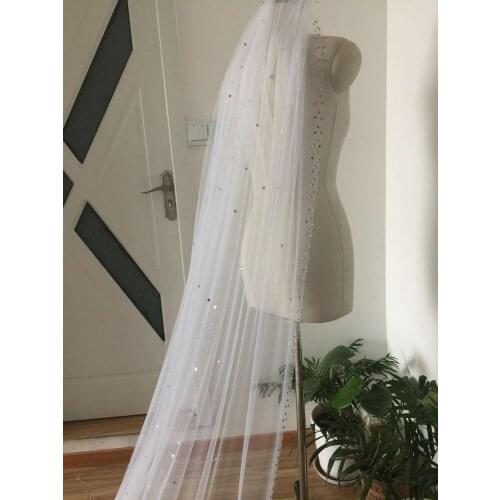 1T Rhinestone Bling bling bride veil White or ivory 3M Cathedral Bridal Wedding Veil Crystals With Comb