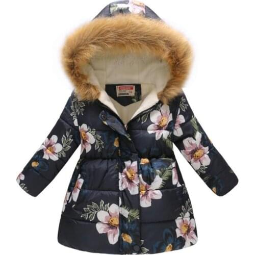 2019 Hot Sale Real Long Winter Girls Jackets Printing Coats Cotton-padded Clothes Children Costume For Kids Outerwear 3-10y