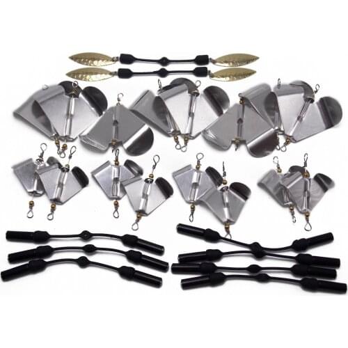 25pcs rotating inline fishing jigs buzzbait and twin spinnerbait blades provide sound and flash