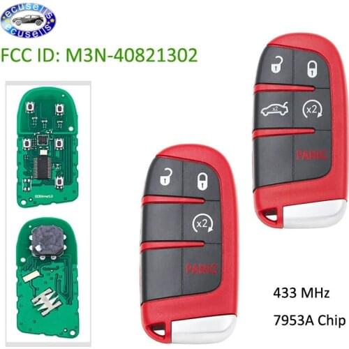 4/5 Buttons Smart Remote Key Fob for 2014-2018 Dodge Durango Journey 433MHz 7953A Chip M3N-40821302 M3N40821302-Red color