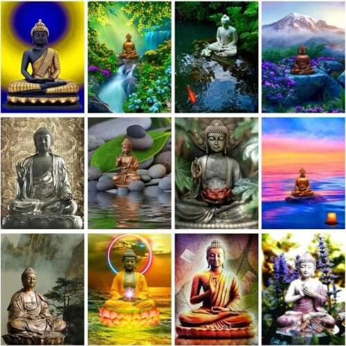 5d Buddha Diamond Embroidery Painting Religious Mosaic Rhinestones Picture Small Size Diamond Dots Wall Art Decor Stickers Gift