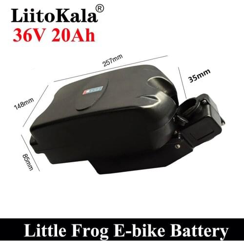 LiitoKala 36V 20Ah Electric Bicycle Battery Little Frog Under Seat Post Ebike Batteries Pack For 250W-500W Bafang Motor Kit