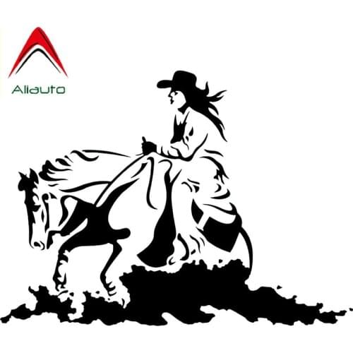 Aliauto Funny Car Sticker Cowgirl Horse Rodeo Western Cowboy Fashion Vinyl Styling Accessories PVC Decal for Honda VW,15cm*11cm