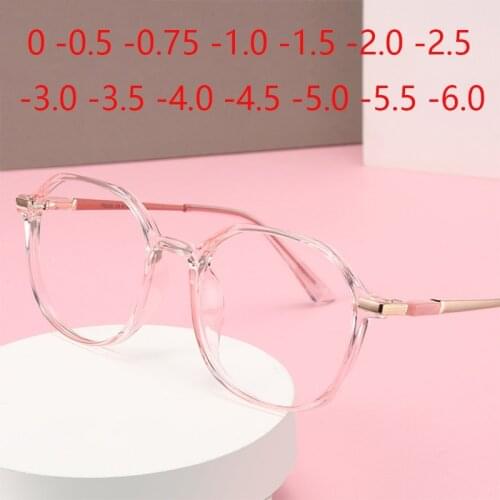 Anti Blue Light Myopia Glasses Women Men Irregular Eyeglasses Prescription Finished Shortsighted Eyewear -0.5 -0.75 -1.0 to -6.0