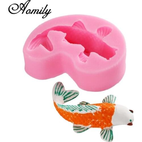 Aomily 3D Goldfish Cake Fondant Mould Chocolate Handmade Candle Soap Silicone Mould Kitchen Craft Cake Decorating Bakeware Lucky