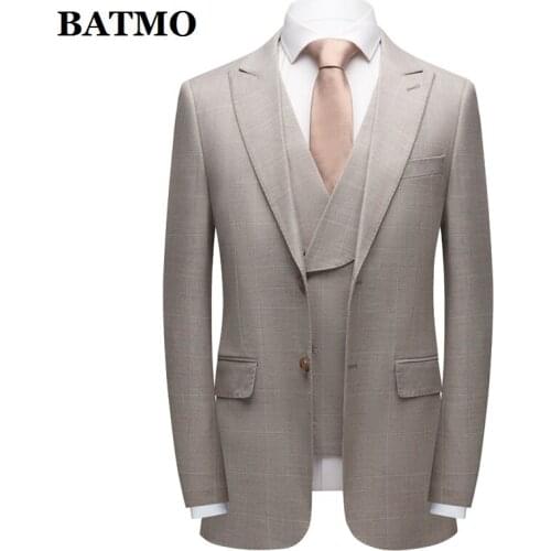 BATMO 2021 new arrival high quality casual Plaid suits men,male wedding dress,plus-size M-4XL 3632