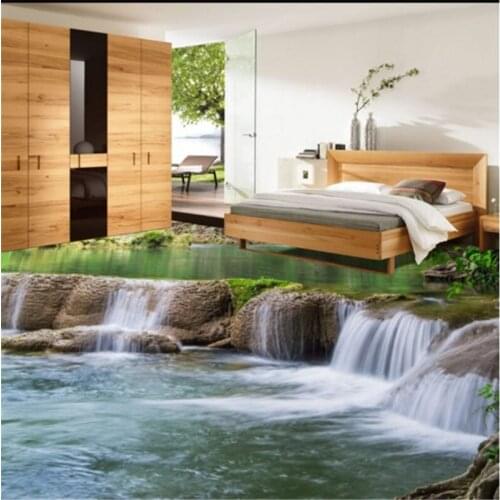 Beibehang Personalized custom river waterfalls 3D three-dimensional stickers thicker wear-resistant waterproof bathroom floor