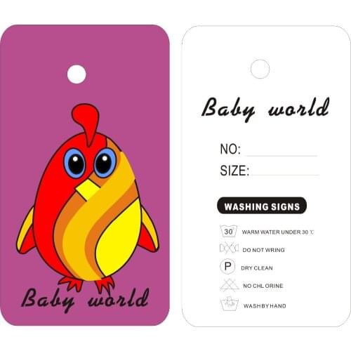 Hot sell custom children clothes tags cartoon baby clothes tags , 500PCS 300gsm Paper , Hang Tags,B3