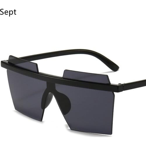 Oversized Square One Piece Sunglasses Rimless Irregular Eye Glasses Trend Female Large Gradient Glasses UV400