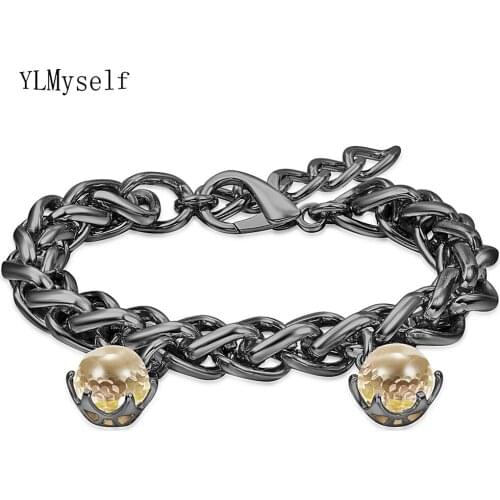 HIP HOP Bracelet Rock Thick Chain Link Jewelry Brass Metal Unisex Black Cool Long Adjustable Bangle