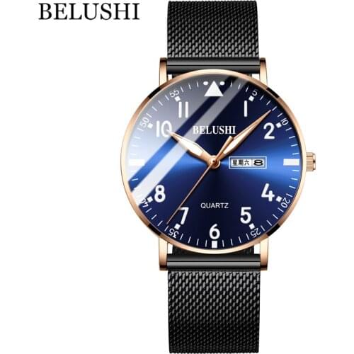 BELUSHI Men Watches Waterproof Slim Mesh Quartz Watch Men Top Luxury Brand Mens Business Sport Wrist Watch Relogio Masculino