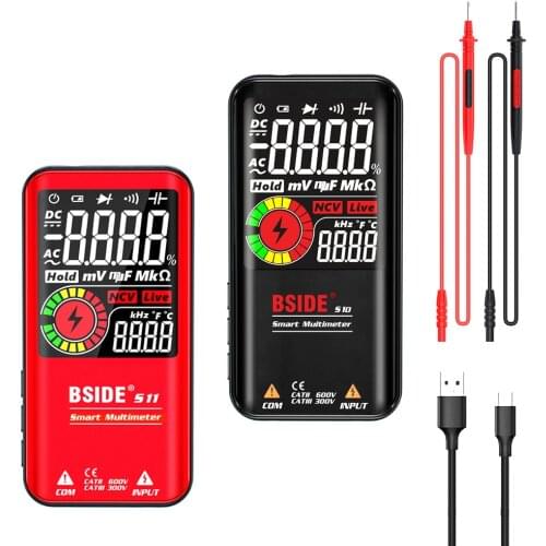 BSIDE Digital Multimeter 9999 T-RMS 3.5"LCD Color Display DC AC Voltage Capacitance Ohm Diode multimetro NCV Hz Live wire Tester