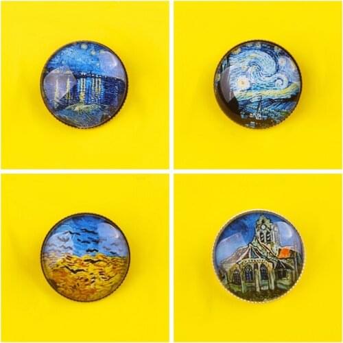 Epoxy Badge Landscape Wilderness Brooches Clothes Lapel Pin Icon Round Backpack Badges Jewelry Gift Pin Metal Brooch Accessories