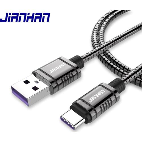 JianHan Luxury metal USB Cable Type C Cable 5A Fast Charge Data Sync cord Cable for Samsung Huawei LG Xiaomi OnePlus 5T Charging