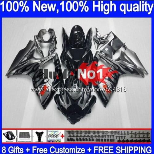 Body For SUZUKI GSX R600 GSX-R750 GSXR 600 750 CC 06 07 2006 2007 16MC.6 Silver flames GSXR-600 K6 GSXR600 GSXR750 06 07 Fairing